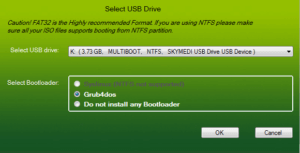 Select USB and File format